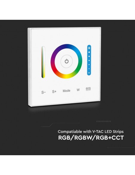 2915-Controller Dimmer Wireless RF GHz per Strip LED RGB/RGBW/RGBCCT  Canali V/V A con Pannello di Controllo Touch da Parete-5