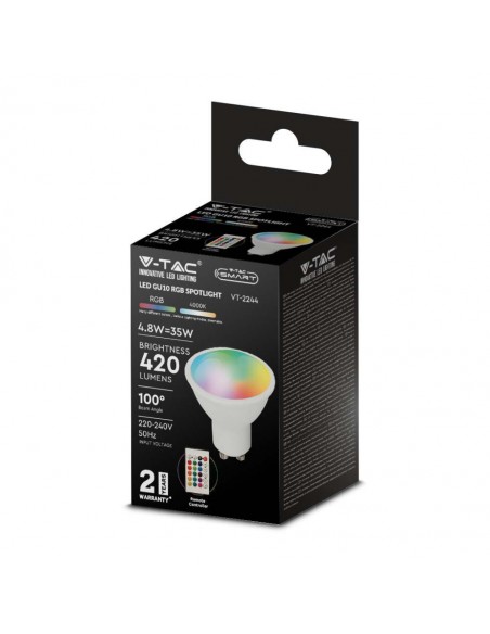 2927-Faretto Smart LED GU  Satinato RF Controller con Telecomando  Tasti RGB Dimmerabile-2