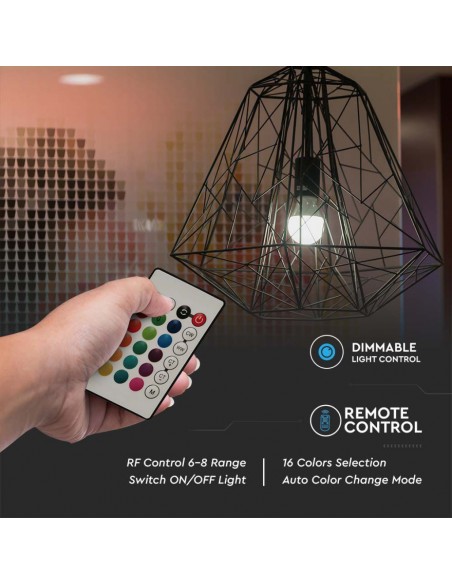 2928-Lampadina LED E  A RF Controller con Telecomando  Tasti RGB   Dimmerabile-7