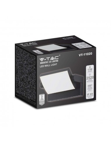 2936-Lampada LED da Muro Rettangolare  LM/W Colore Nero Ruotabile  -2