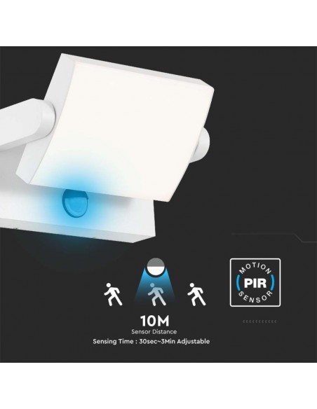 2938-Lampada LED da Muro Rettangolare  LM/W Con Sensore PIR Colore Bianco Ruotabile  -7