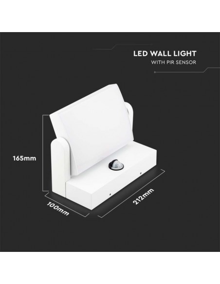 2939-Lampada LED da Muro Rettangolare  LM/W Con Sensore PIR Colore Bianco Ruotabile  -3