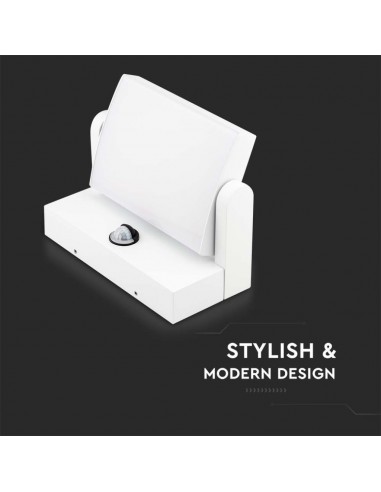 2939-Lampada LED da Muro Rettangolare  LM/W Con Sensore PIR Colore Bianco Ruotabile  -6