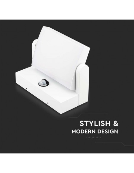 2939-Lampada LED da Muro Rettangolare  LM/W Con Sensore PIR Colore Bianco Ruotabile  -6