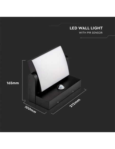 2940-Lampada LED da Muro Rettangolare  LM/W Con Sensore PIR Colore Nero Ruotabile  -3