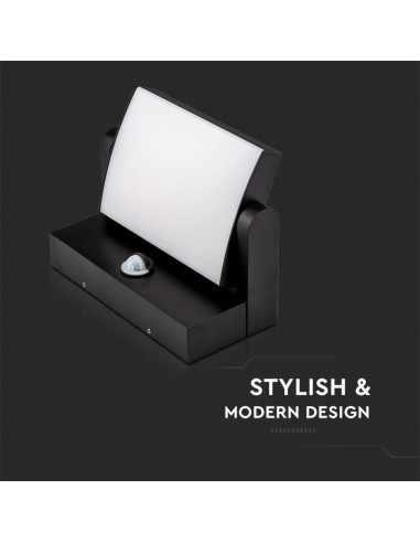 2940-Lampada LED da Muro Rettangolare  LM/W Con Sensore PIR Colore Nero Ruotabile  -6