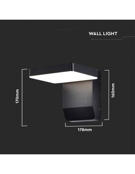 2944-Lampada LED da Muro Quadrata  LM/W Colore Nero  -3