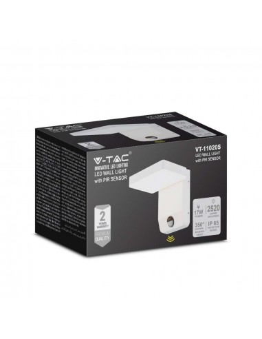 2946-Lampada LED da Muro Quadrata  LM/W con Sensore Colore Bianco  -2