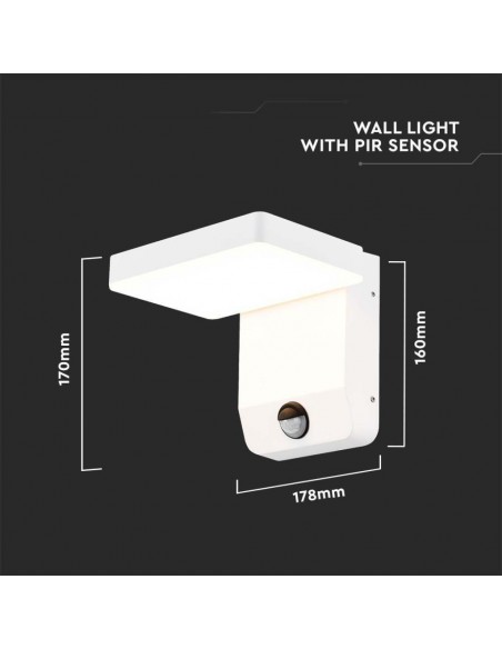 2946-Lampada LED da Muro Quadrata  LM/W con Sensore Colore Bianco  -3