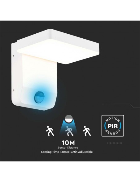 2946-Lampada LED da Muro Quadrata  LM/W con Sensore Colore Bianco  -7