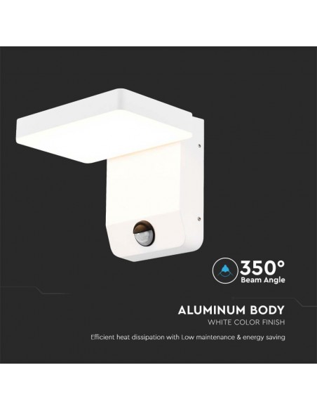 Lampada LED da Muro Quadrata 17W 150LM/W con Sensore Bianco 3000K IP65