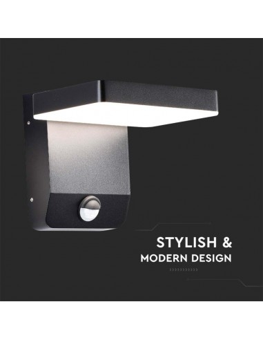 2948-Lampada LED da Muro Quadrata  LM/W con Sensore Colore Nero  -6