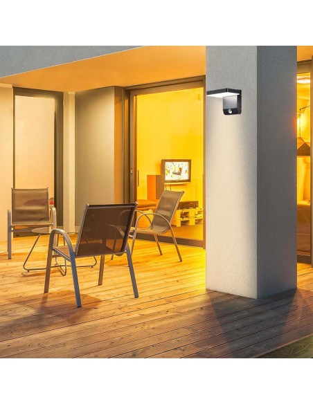 2949-Lampada LED da Muro Quadrata  LM/W con Sensore Colore Nero  -4