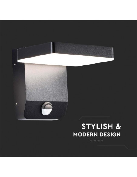 2949-Lampada LED da Muro Quadrata  LM/W con Sensore Colore Nero  -6