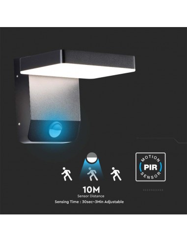 2949-Lampada LED da Muro Quadrata  LM/W con Sensore Colore Nero  -7