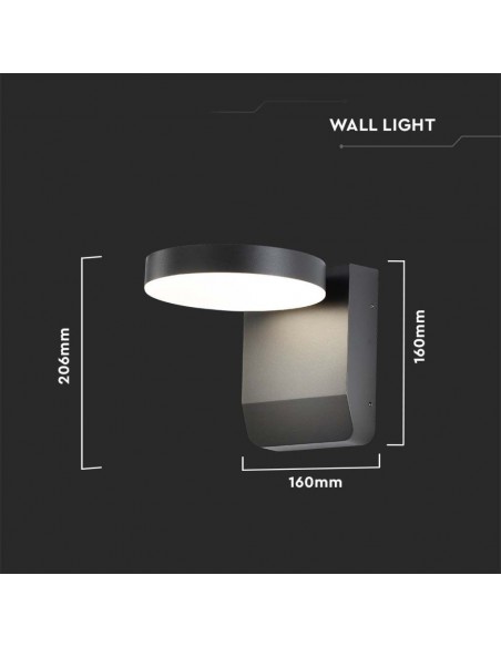 2952-Lampada LED da Muro Rotonda  LM/W Colore Nero  -3