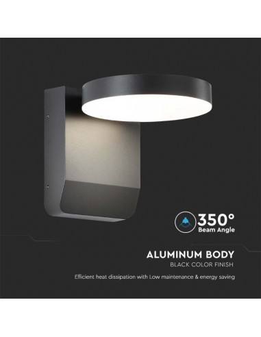 2952-Lampada LED da Muro Rotonda  LM/W Colore Nero  -7