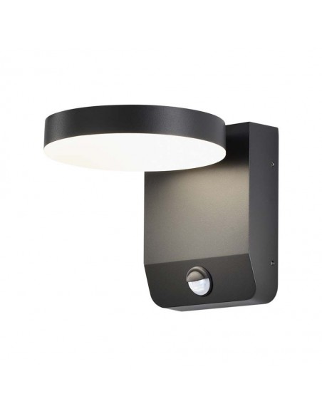 2957-Lampada LED da Muro Rotonda  LM/W con Sensore Colore Nero  -1