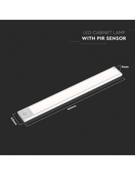 2962-Lampada LED da armadio ricaricabile USB  Sensore PIR Colore argento cm  IP-3