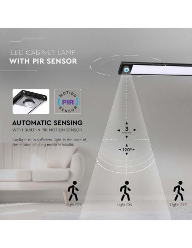 2963-Lampada LED da Armadio ricaricabile USB  Sensore PIR Colore Nero cm  IP-6