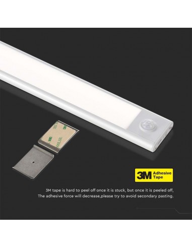 2965-Lampada LED da armadio ricaricabile Micro-USB  Sensore PIR Colore Argento cm  IP-7