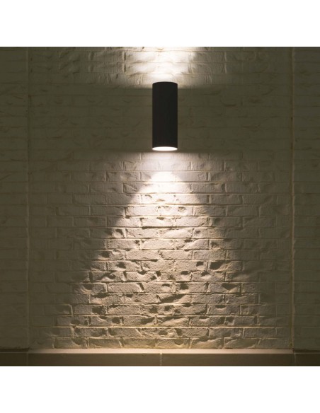 2971-Portafaretto LED Doppio da Muro Rotondo xGU e GU MR Colore Nero Opaco IP-5