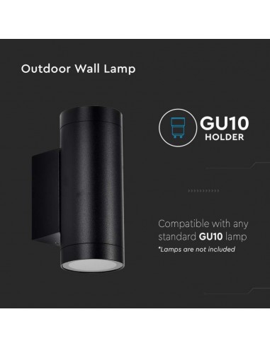 2971-Portafaretto LED Doppio da Muro Rotondo xGU e GU MR Colore Nero Opaco IP-6