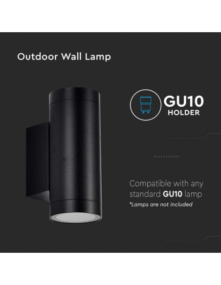 2971-Portafaretto LED Doppio da Muro Rotondo xGU e GU MR Colore Nero Opaco IP-6