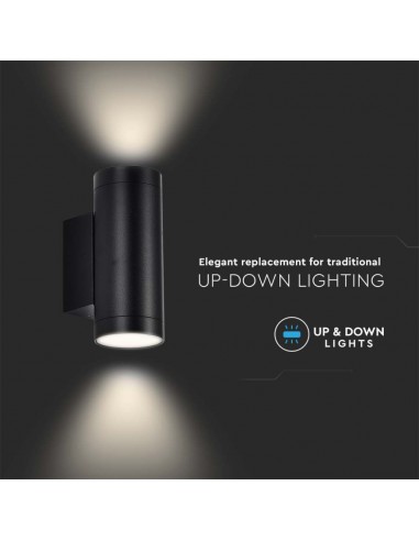 2971-Portafaretto LED Doppio da Muro Rotondo xGU e GU MR Colore Nero Opaco IP-7