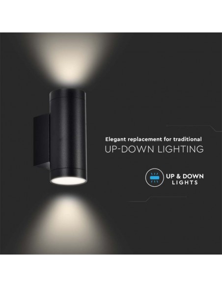 2971-Portafaretto LED Doppio da Muro Rotondo xGU e GU MR Colore Nero Opaco IP-7