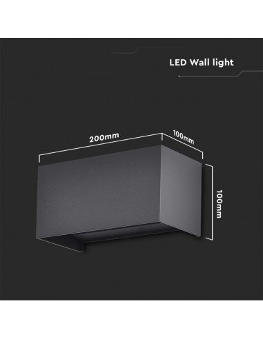 2978-Lampada LED Da Muro Rettangolare  LM/W con Doppio Fascio Luminoso Regolabile Colore Nero  -3