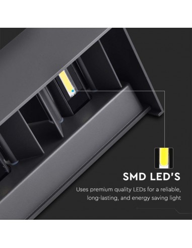 2978-Lampada LED Da Muro Rettangolare  LM/W con Doppio Fascio Luminoso Regolabile Colore Nero  -7