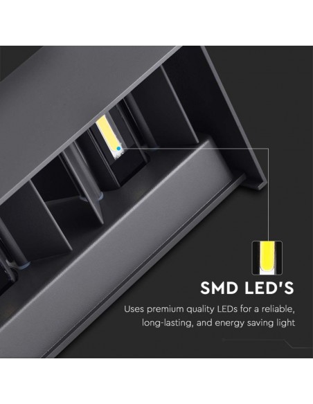 2978-Lampada LED Da Muro Rettangolare  LM/W con Doppio Fascio Luminoso Regolabile Colore Nero  -7