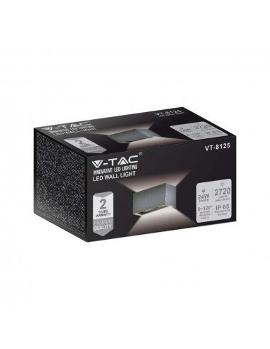 2979-Lampada LED Da Muro Rettangolare  LM/W con Doppio Fascio Luminoso Regolabile Colore Grigio  -2