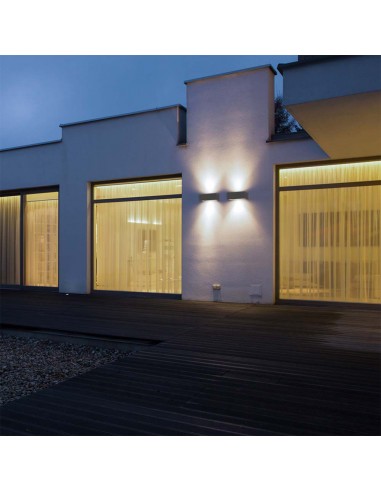 2979-Lampada LED Da Muro Rettangolare  LM/W con Doppio Fascio Luminoso Regolabile Colore Grigio  -4