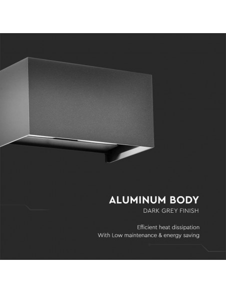 Lampada LED Da Muro Rettangolare 24W 110LM/W con Doppio Fascio Luminoso Regolabile Grigio 3000K IP65