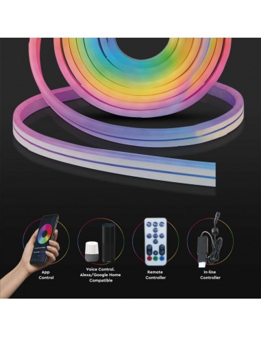 3005-Kit per Strip LED SMD /m LED/m RGB e in  metri Con Controllo Wifi Compatibile con Google Home e Amazon Alexa Dimmerabile -2