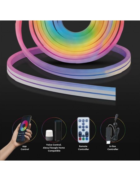 3005-Kit per Strip LED SMD /m LED/m RGB e in  metri Con Controllo Wifi Compatibile con Google Home e Amazon Alexa Dimmerabile -2