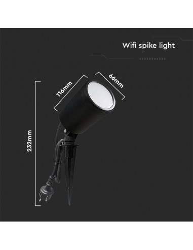 3014-Faretto LED da Giardino con Picchetto  Smart Amazon Alexa Google Home Colore Nero CCT RGB  in Dimmerabile -3