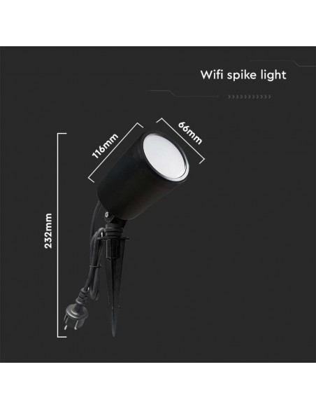 3014-Faretto LED da Giardino con Picchetto  Smart Amazon Alexa Google Home Colore Nero CCT RGB  in Dimmerabile -3