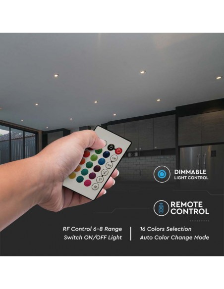 Lampadina LED E14 4,8W P45 RF Controller con Telecomando 24 Tasti RGB + 3000K Dimmerabile