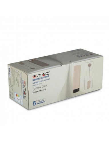 3112-Portafaretto LED a Sospensione GU Corpo in Gesso Bianco Base Metallica Nera-2