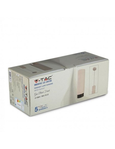 3112-Portafaretto LED a Sospensione GU Corpo in Gesso Bianco Base Metallica Nera-2