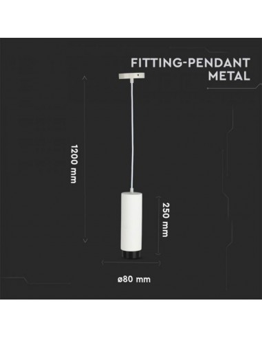3112-Portafaretto LED a Sospensione GU Corpo in Gesso Bianco Base Metallica Nera-3