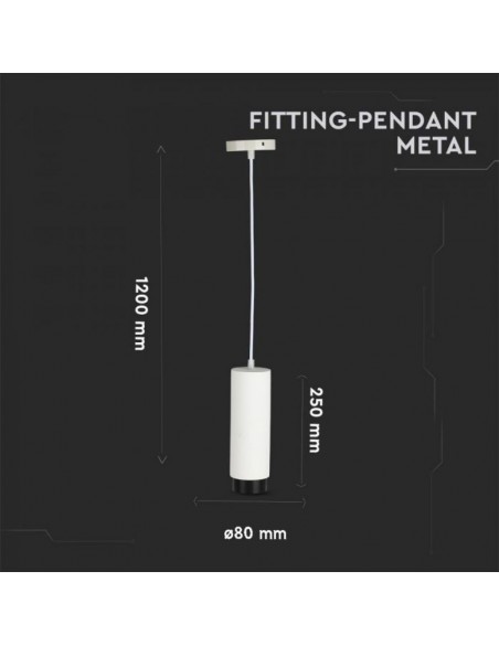 3112-Portafaretto LED a Sospensione GU Corpo in Gesso Bianco Base Metallica Nera-3