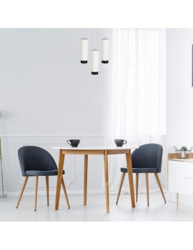 3112-Portafaretto LED a Sospensione GU Corpo in Gesso Bianco Base Metallica Nera-4