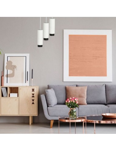 3112-Portafaretto LED a Sospensione GU Corpo in Gesso Bianco Base Metallica Nera-5