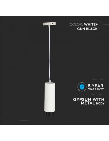 3112-Portafaretto LED a Sospensione GU Corpo in Gesso Bianco Base Metallica Nera-7