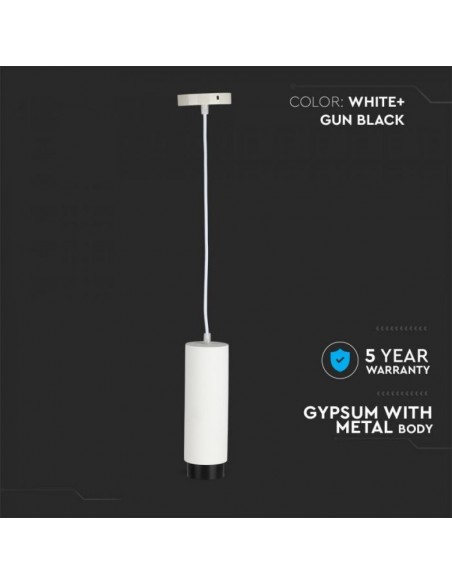 3112-Portafaretto LED a Sospensione GU Corpo in Gesso Bianco Base Metallica Nera-7