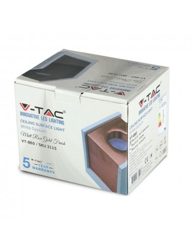 3115-Portafaretto LED Montaggio a Plafone Quadrato GU Corpo in Gesso Base Rosa Dorato-2